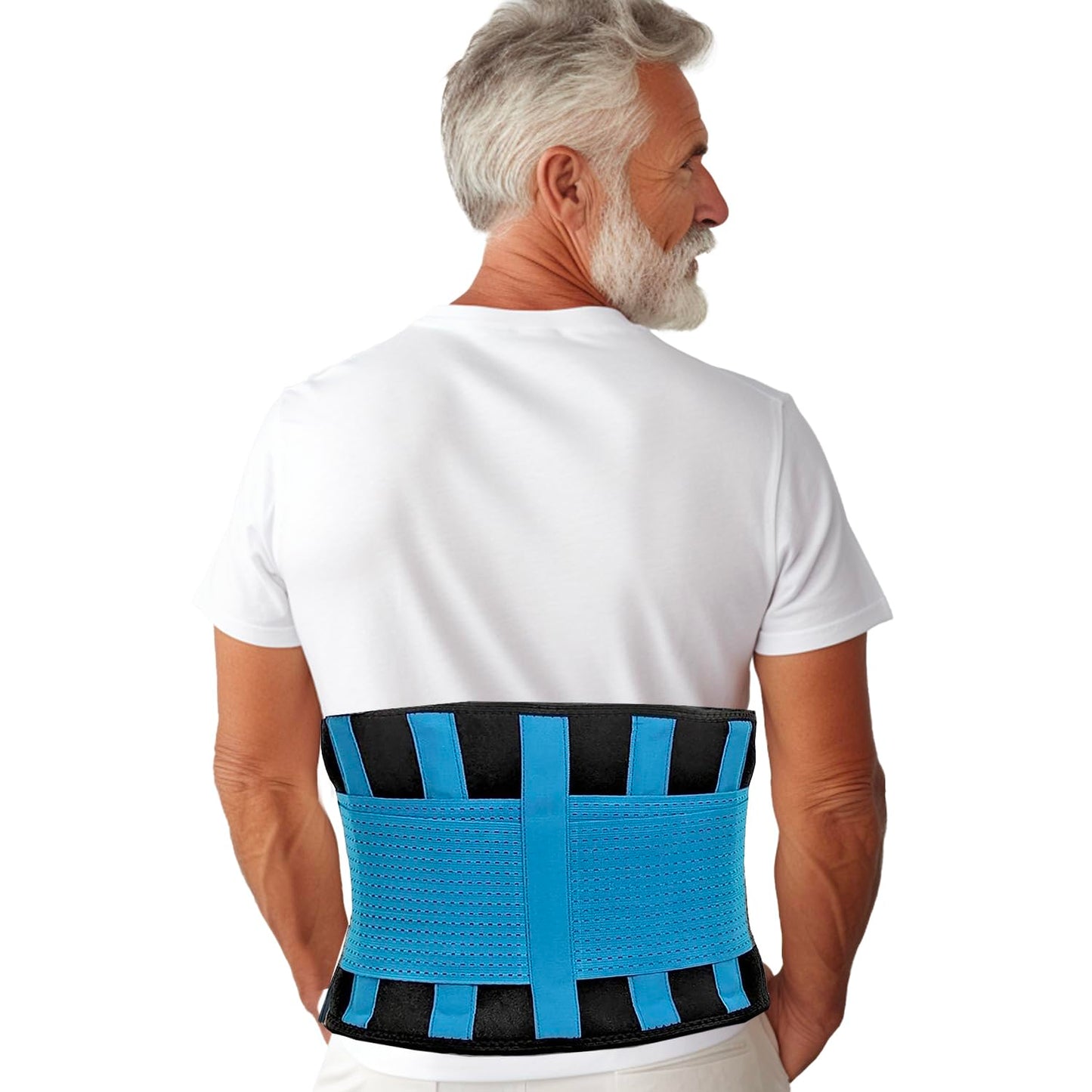 Back Brace for Lower Back Pain Relief - Breathable Back Brace for Men and Women - Ideal for Lifting, Work, Sciatica, Herniated Disc, and Lumbar Support - Blue, XXXL (Waist: 44"-47")