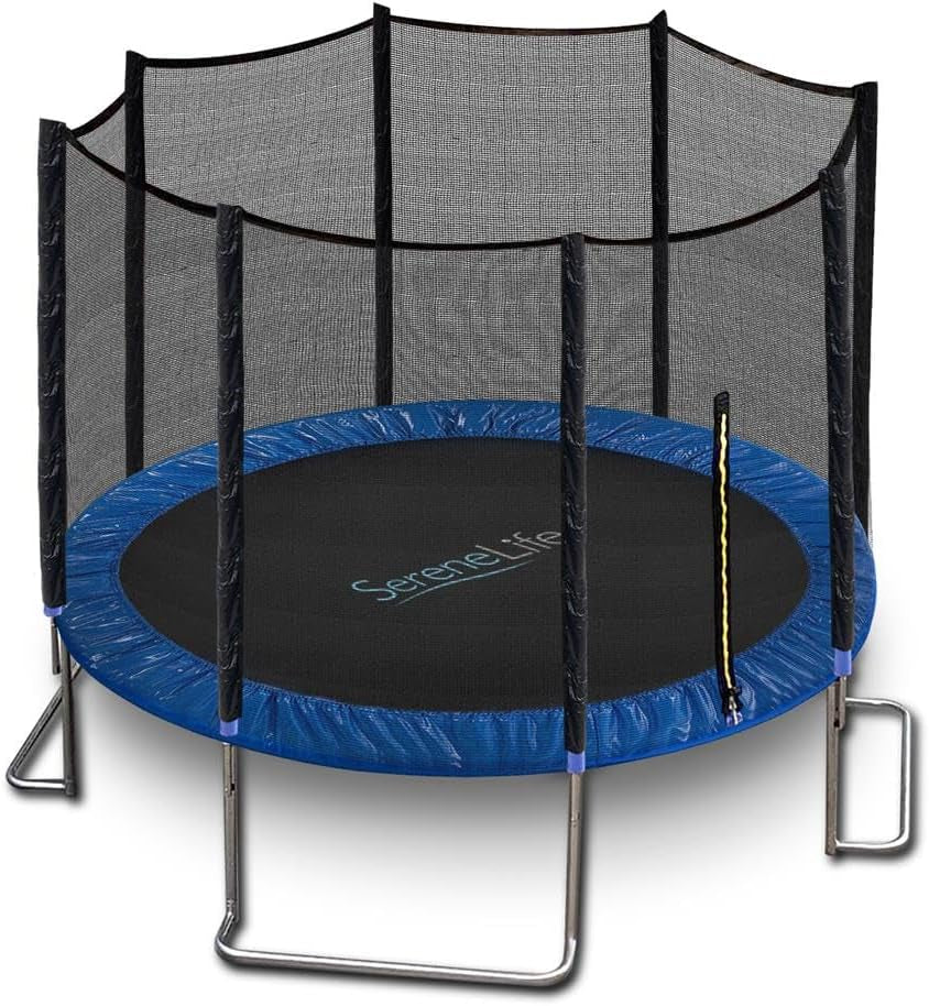 8FT 10FT 12FT 14FT Outdoor Trampoline for Kids and Adults – ASTM Certified Heavy-Duty Backyard Trampoline with Safety Poles, Net Enclosure, and Stable Anti-Rust Frame