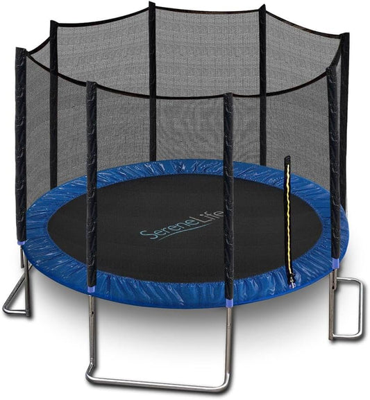 8FT 10FT 12FT 14FT Outdoor Trampoline for Kids and Adults – ASTM Certified Heavy-Duty Backyard Trampoline with Safety Poles, Net Enclosure, and Stable Anti-Rust Frame